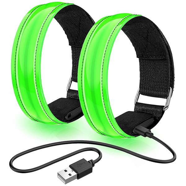 2 stk. Oppladbare LED-armbånd, LED-reflekterende løpearmbånd