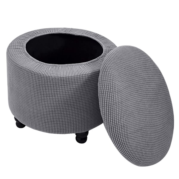 2 ST Round Ottoman Överdrag Förvaringsottoman Överdrag VIT[qb] White