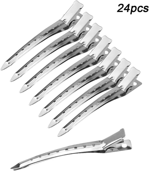 Frisör Hårklämma 24 stycken 9cm Silver Metall Hårklämmor Hårspännen