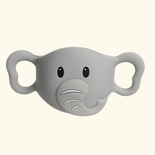 Silikonhandtag mot tapp för nappflaskor - Elefantdesign, passar 240 ml PP-flaskor Grey