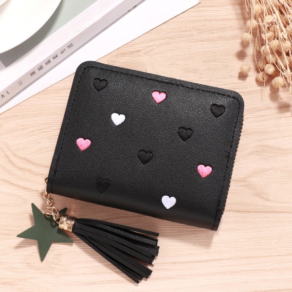 Women's Wallet Small Short Tassel Wallet e Girl Zipper Pu Leather