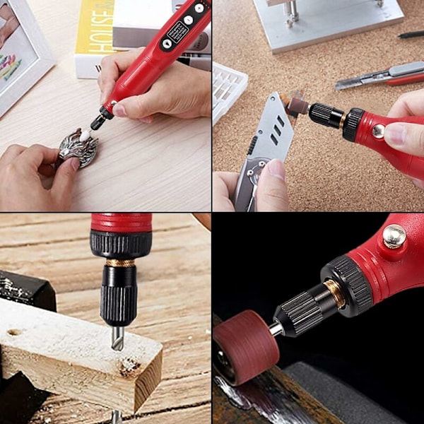 Mini Borrmaskin Rotationsverktyg LED Sladdlös Mini Borr USB Laddningsbar DIY Polering Skärning