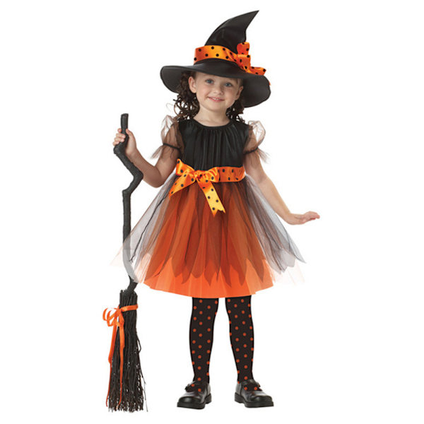 Barn Halloween-kostyme Barn Heksekostyme Halloween-klær Cosplay-rekvisitter b purple150cm short witch