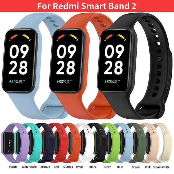 Udskiftningsarmbånd til Mi Redmi Smart Band 2 ur, silikonearmbånd til Red Dream White