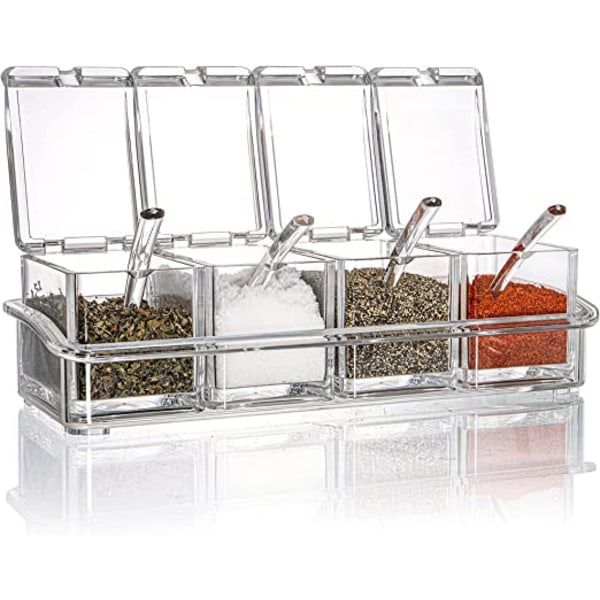 Akryl fire grid transparent krydderiholder, krydderiglas, transpar