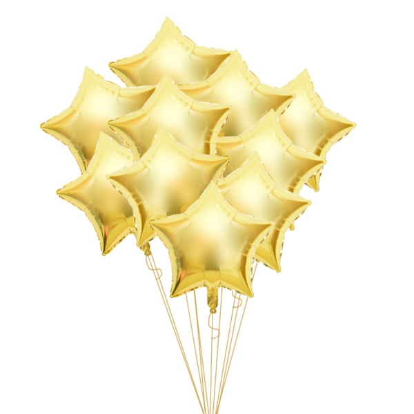 10 stk. 10\" Femstjernede folieballoner til fest, bryllup og fødselsdag