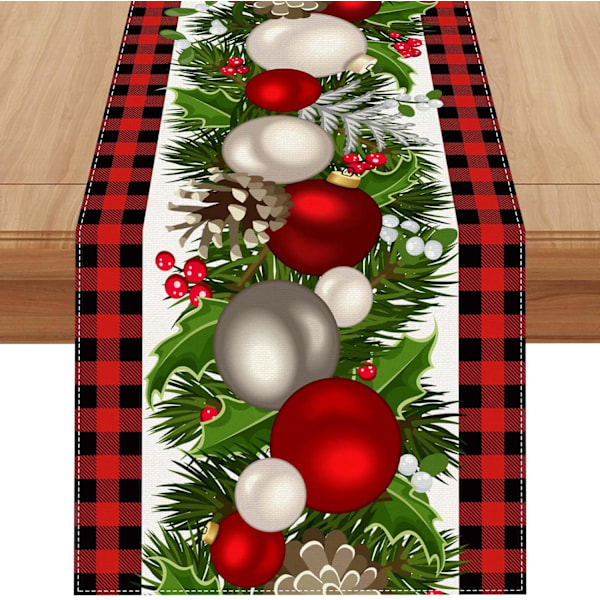 Linen Red Christmas Table Runner 72" Long Seasonal Winter Christmas Farmhouse Style Table Decorations