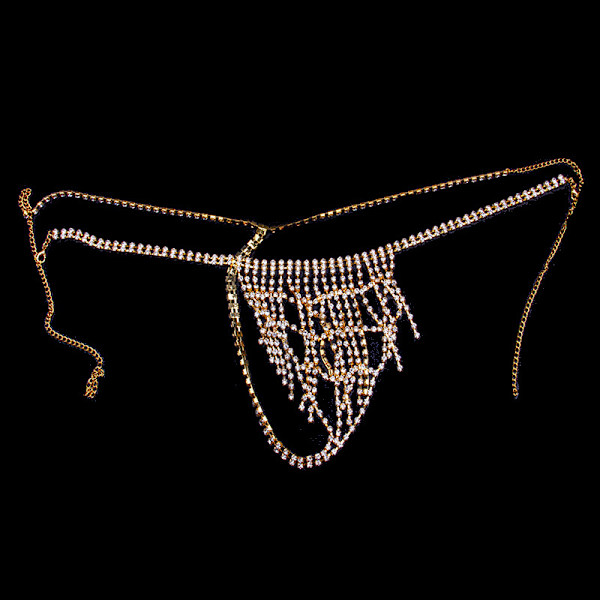 Sextäta Rhinestone Trosor Kroppskedja Kristall Midja Smycken Mini