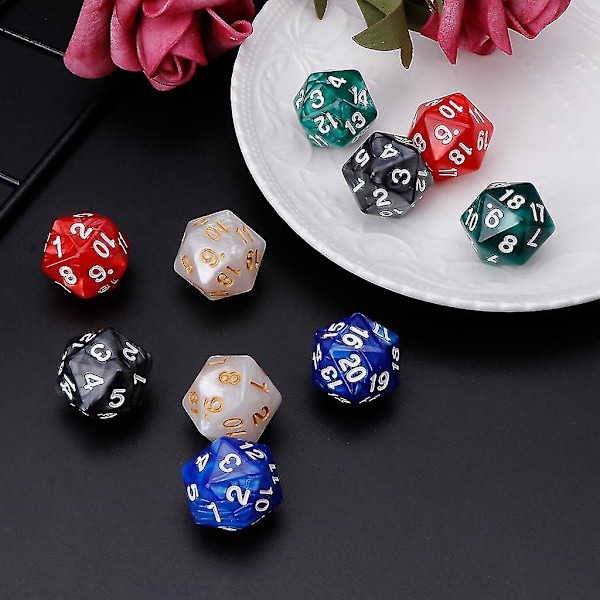 20-sidig tärning D20 polyedriskt set för RPG-brädspel - 10 st