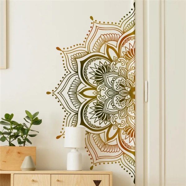 Mandala Lotus Vinyl Väggdekal Lotus Flower Datura Zen Decor Decals Bohemian Style Yoga Meditera Sticker Vardagsrumsaffisch