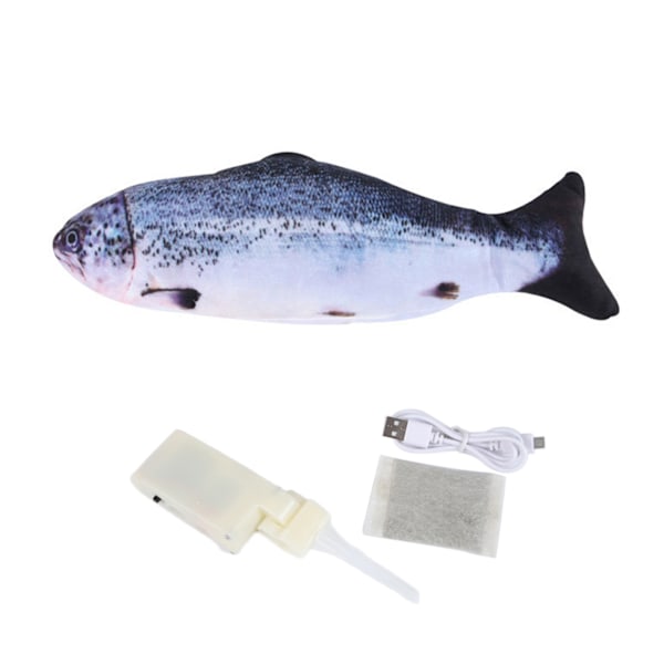 Fladdrande Fisk Rörlig Fisk Plyschleksak med Ljus och Ljud Realistisk Fladdrande Fisk Vagglande Fiskleksaker Rörelse Katt Leksak Salmon
