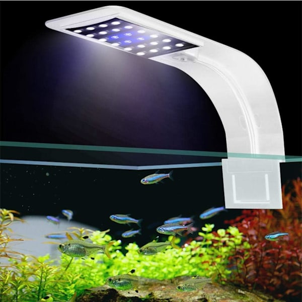 Akvarie LED-lys, hvidt og blåt lys, nano-klipsbelysning,