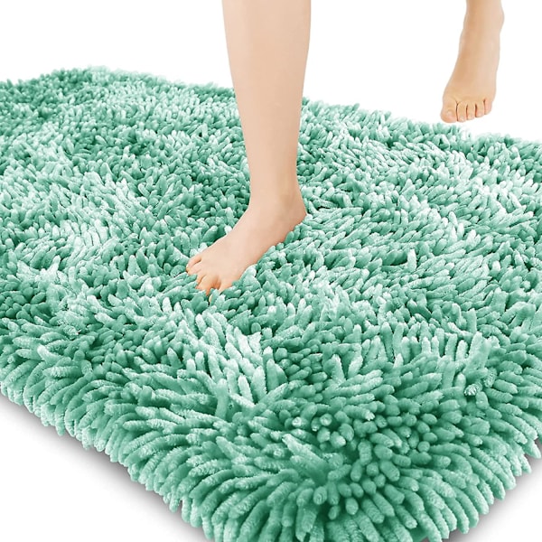 Premium baderomsmatte Sklisikker fluffy badematte, utrolig myk, komfortabel, ekstra tykk Grønn Green 60x90cm