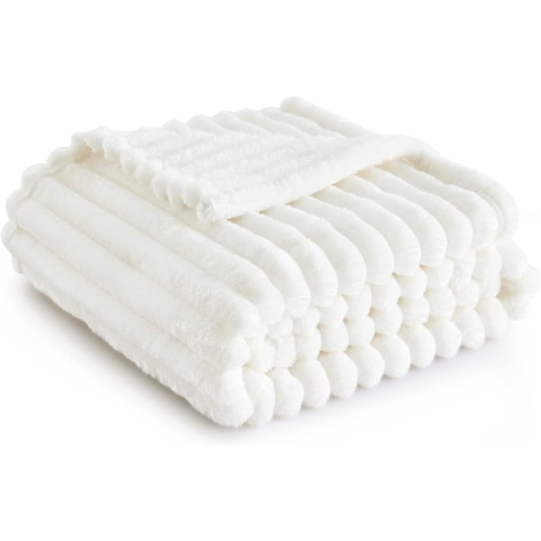 Bedsure Hvidt Pled til Sofa - Super Blødt og Hyggeligt Pled til Kvinder, Sød Lille Fleece Pled til Piger, 50x60 Tommer