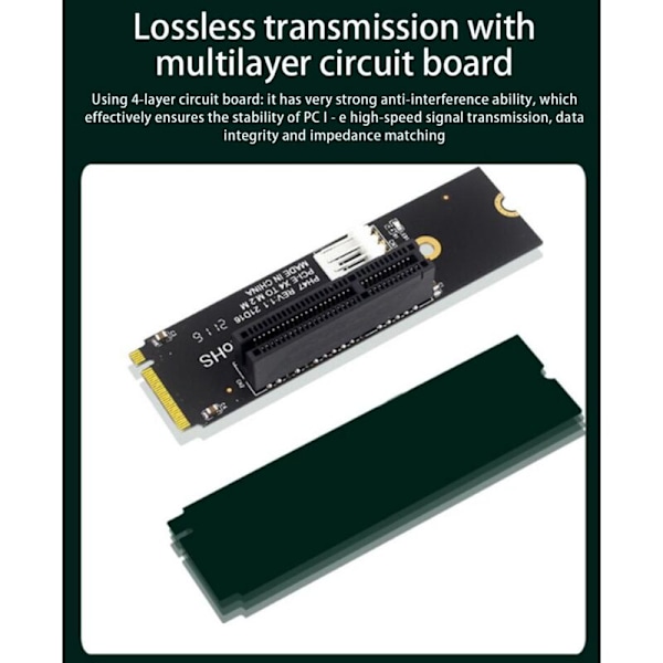 NGFF M.2 til PCI-E 4X Riser-kort M2 M Key til PCIe X4 Adapter med LED-indikator SATA Power Riser til Mining