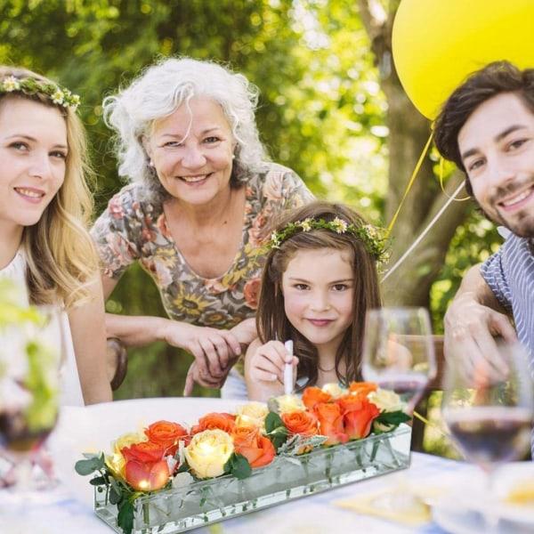 Blomvas Klar Akryl Rektangulär Blomsterarrangemang Dekorativt Centerpiece för Bröllop Matsalsbord Vas