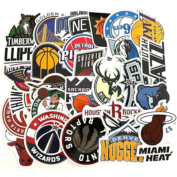 NBA-klistremerker (50 ark) NBA-basketballer for smarttelefoner, sykler, sparkesykler, ski, bagasje.