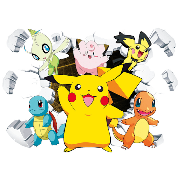Pikachu väggdekal, tapet, PVC, rumsdekoration, 60*40cm