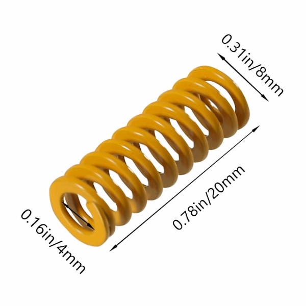 3D-printer seng 8mm ydre diameter 20mm længde støbeform let belastning til Creality Ender 3, Ender 3 Pro, Ender 3 V2, 8stk