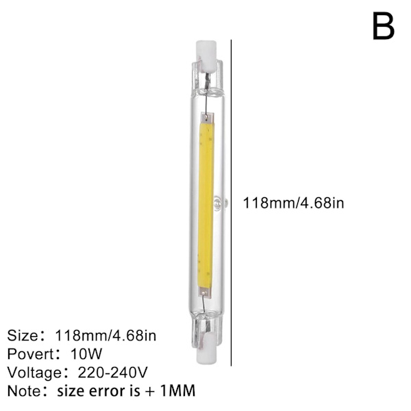 LED R7s COB 78mm 118mm Dimbara glasrör 15W 30W Lamputbyte yellowB 118mm