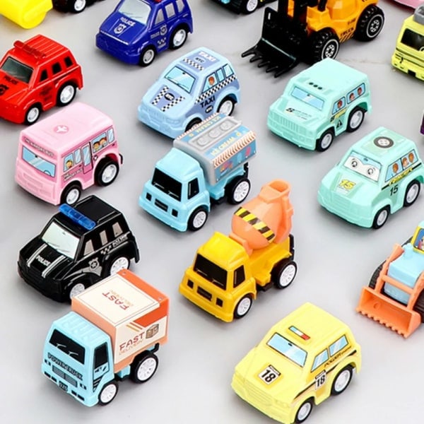 6-Pakki Leikkiautoja Lahjaksi - Vetoautot ja Ajoautot Vauvalle 1/2/3 Vuotta Vanhalle - 6-Pakki Rakennusajoneuvoja