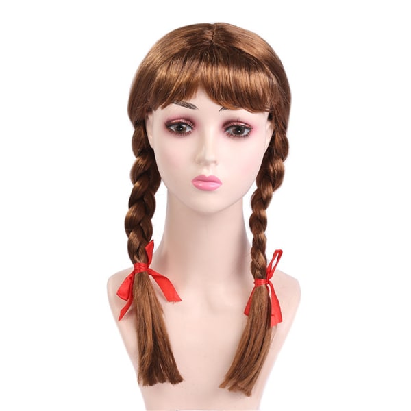 Girls Braided Anna Wig Long Cosplay Synthetic Wigs for Halloween