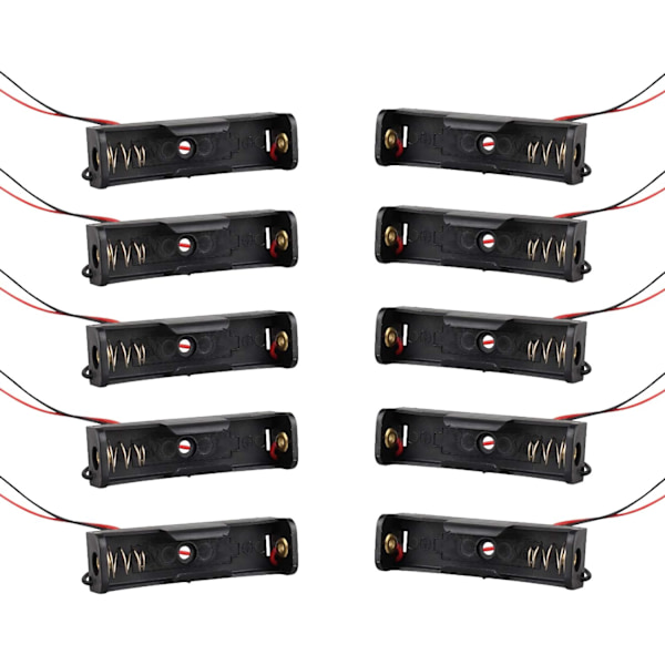 10 stk 1,5V 1 x AA plastbatteriholder batterilagringsboks med kabeltråder