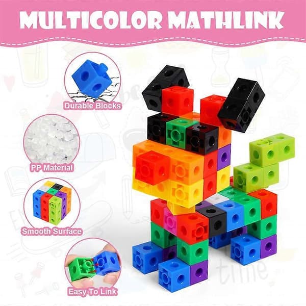 Learning Resources MathLink Cubes, 100 stk. Matematikk-kuber med 10 farger, Koblingskuber(h)