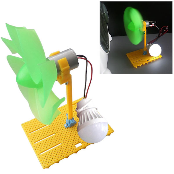 Bedste DC Mini Vindgenerator Vindmølle 12cm Vindmølle Led Diy Undervisningsmodel Kit