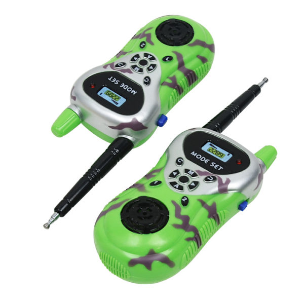 Kaksi vihreää. Ladattavat Walkie Talkie -puhelimet lapsille ja aikuisille,