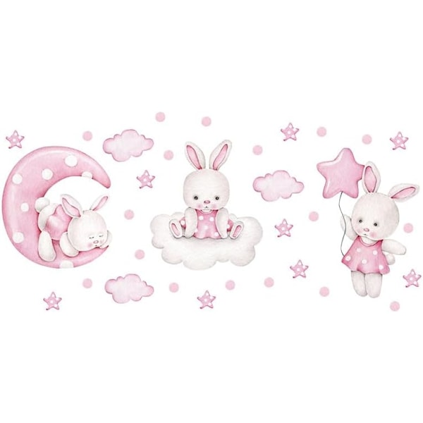 Søte kaniner måne stjerne veggklistremerker for babyrom for barnerom dekorasjon veggdekor barnerom dekorasjon klistremerker