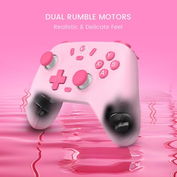 2.4g Trådløs Controller til Windows PC, iPhone, Android, Switch & Steam, Bluetooth Controller  Hall Effect Trigger, Turbo, Rumble Vibration (Pink) Pink