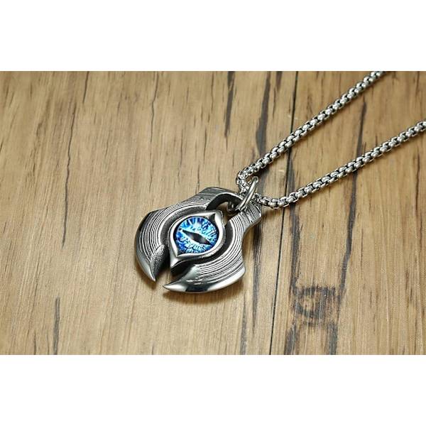 Herrearmbånd i rustfrit stål med blåt græsk drageøje-amulet