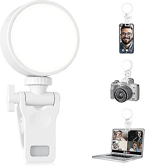 Telefon Ringlys, Clip-On Oppladbart Bærbart Selfielys for Selfier og Videoopptak(h})