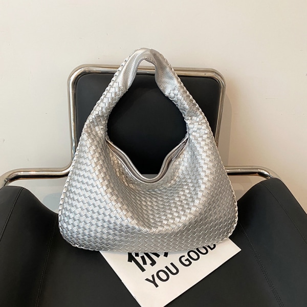 Handväska Designer Vävda Hög Kvalitet Axelväska För Kvinnor Lyx Läder Stor Kapacitet Handväska Casual Handväska För Kvinnor grey
