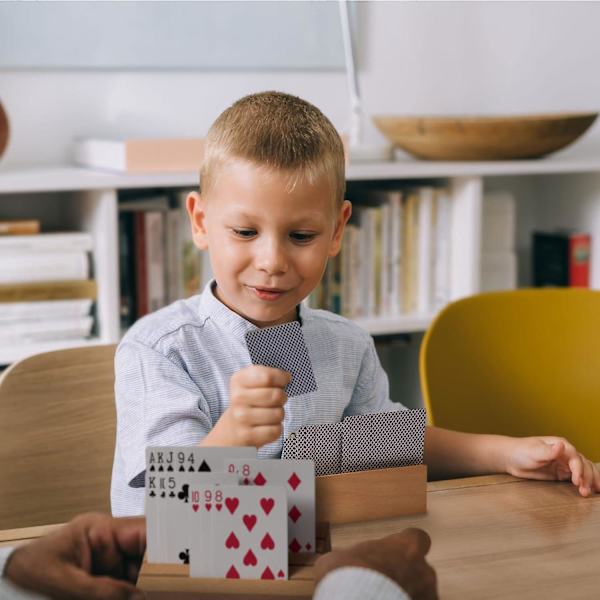 Importuppsättning med 2 spelkortshållare i massivt bokträ i standardstorlek