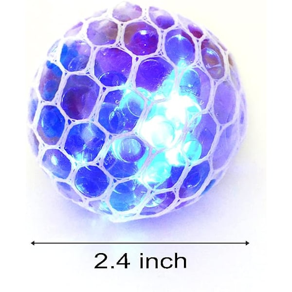 3 stk Mesh Drue Klemmespenningsballer LED Squishy Baller Sansestimulerende Leke for Barn