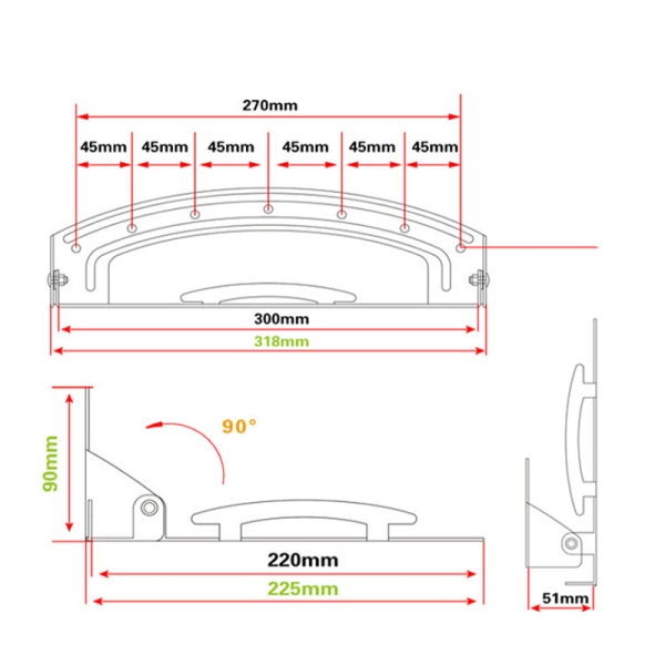 Fällbar TV Set Top Box Router Bracket - Svart
