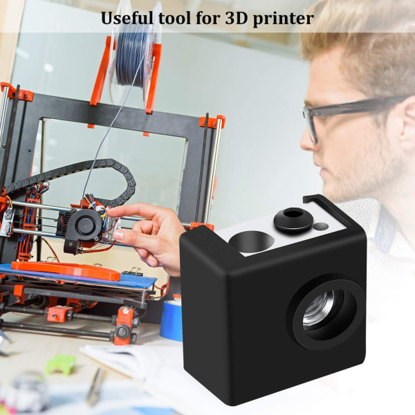 10 3D-skriversokker Deksel Varmeblokkdeksel Kompatibel med Creality CR-10, MK7/8/9, S4 S5, Anet A8, Hotend Ekstruder (Svart)