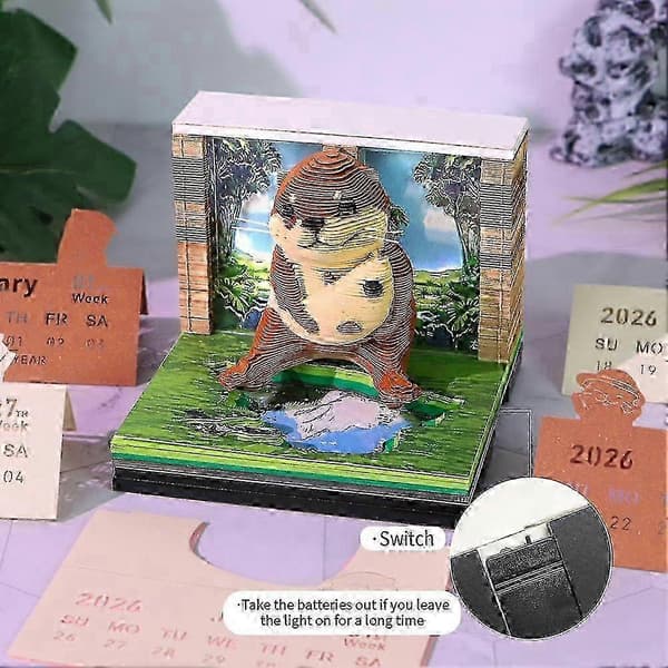 w 3D Kalender 2026, DIY Papirskjæring Kunst Skrivebordsdekorasjon Gave
