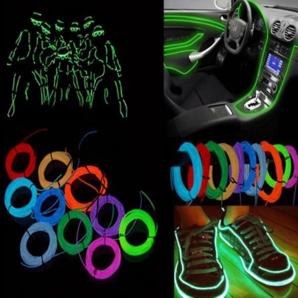 Neon LED-lampor Elektrisk Tråd Slinga Rör Bil Interiör Batteridriven