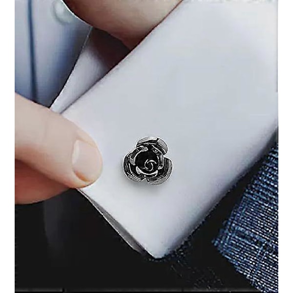 Rose Blomst Manchetknapper til Kvinder, Fransk Skjorte Unisex Manchetknapper, Smoking Manchetknapper til Forretningsbryllup Fødselsdag (Gunmetal)[qb]