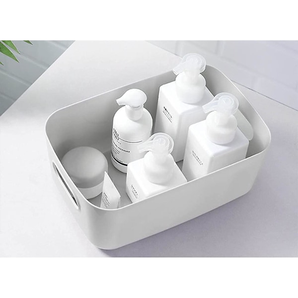 Set med 4 vita förvaringskorgar i plast, förvaringskorg i plast