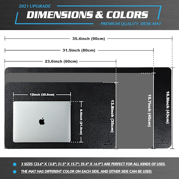 Skrivebordsmatte, Skrivebordsmatte, Skrivebordsmatte 35cm x 60cm, Laptopmatte, Skrivebordsunderlegg fo