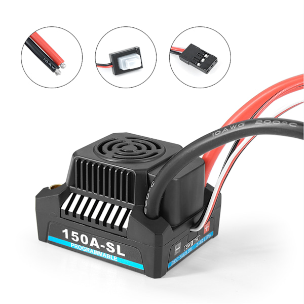 150A Borstlös ESC Vattentät Dammtät BEC 5A 5.8V Elektronisk Hastighetsregulator för 1/8 RC Bil