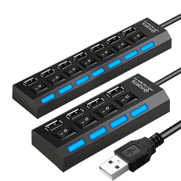 Nopea 4/7 portin USB-keskitin 2.0 sovitinlaajennin moniporttinen USB-jakaja Black 7-port