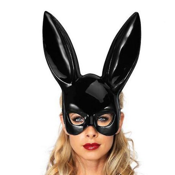 Bunny Maske Maskerade Kanin Maske Kvinner Sexy Svart Lange Ører Kanin Bunny Fest Black Matt