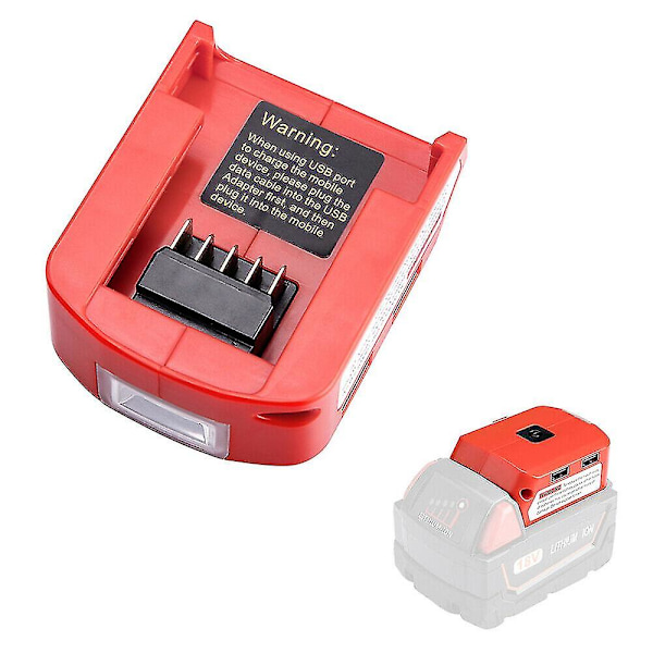 USB-oplader Batteriadapter 18v Strøm W/ Led Til Milwaukee 49-24-2371 M18