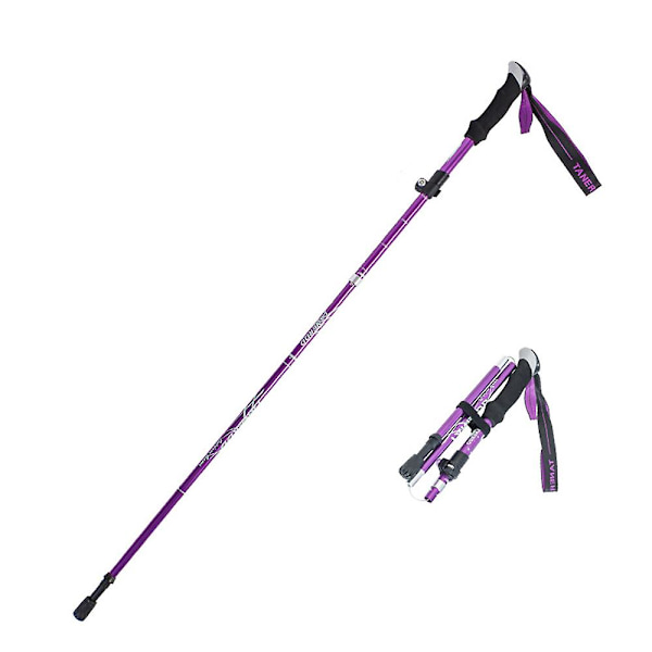 5-delt udendørs foldbar vandrestav camping bærbar vandretur hej Purple S
