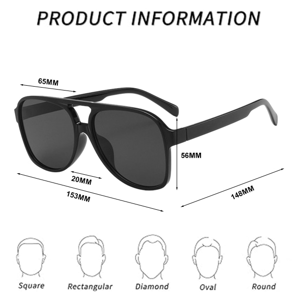 Retro Square Polarized Aviator Aurinkolasit Naiset Miehet 70- vintage